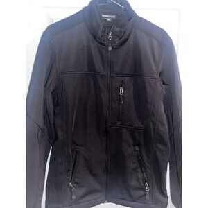 Swiss Tech Black  Soft Mens Zip Up Fleece Lined Ripstop Jacket Coat SMALL 34-36